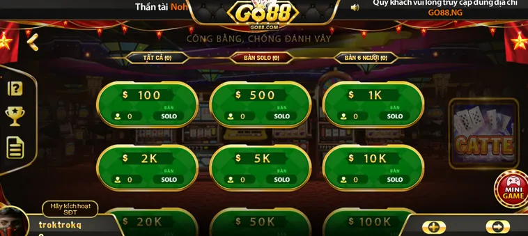 Chinh Phục Bàn Bài Catte Tại Go88 Với Tỷ Lệ Thắng Cực Khủng
