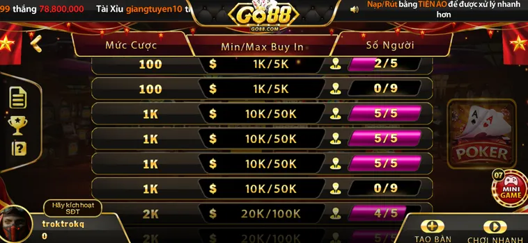 Khám Phá Poker Tại Go88 Sân Chơi Đỉnh Cao Cho Các Cao Thủ