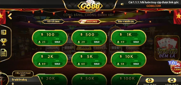 Trải Nghiệm Tiến Lên Đếm Lá Tại Go88 Sân Chơi Đấu Trí Đỉnh Cao